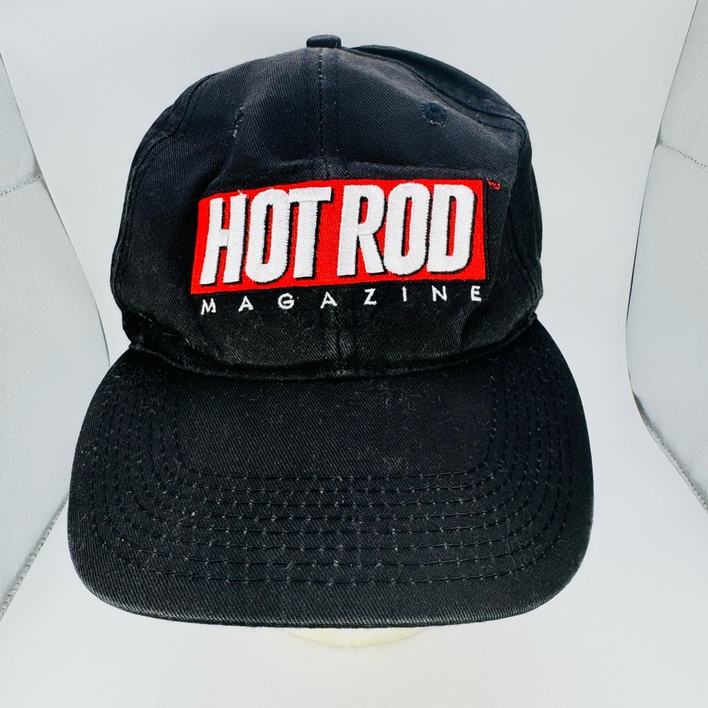VTG Hot Rod Magazine Baseball Hat Cap Black Strapback OS